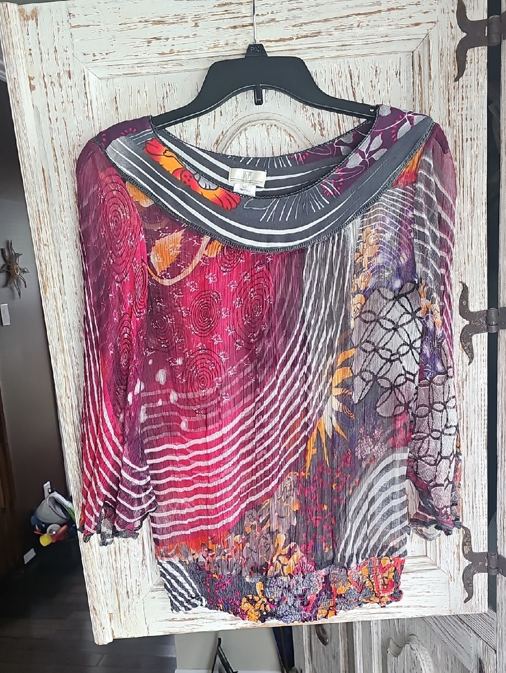 DEPT AMSTERDAM - Boho Printed Sheer Blouse - Multicolor - SIZE XS/S